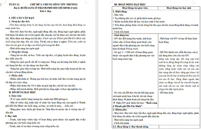 Giáo án Tiếng Việt 5 Buổi sáng ở Thành phố Hồ Chí Minh