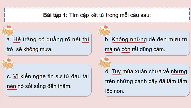 PowerPoint Tiếng Việt 5 Luyện tập về kết từ
