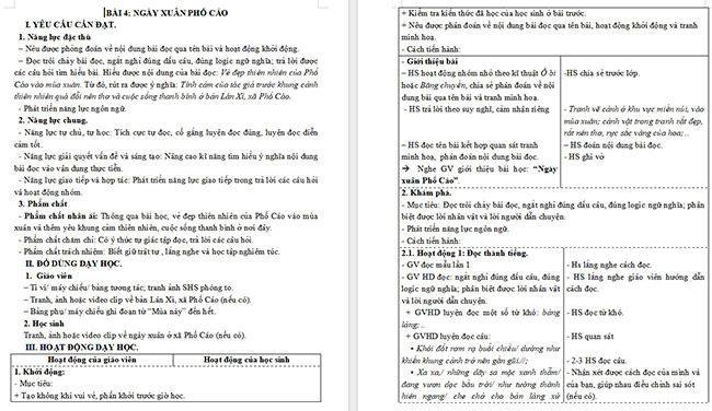 Giáo án Tiếng Việt 5 Ngày xuân Phố Cáo