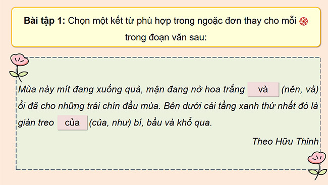 PowerPoint Tiếng Việt 5 Luyện tập về kết từ