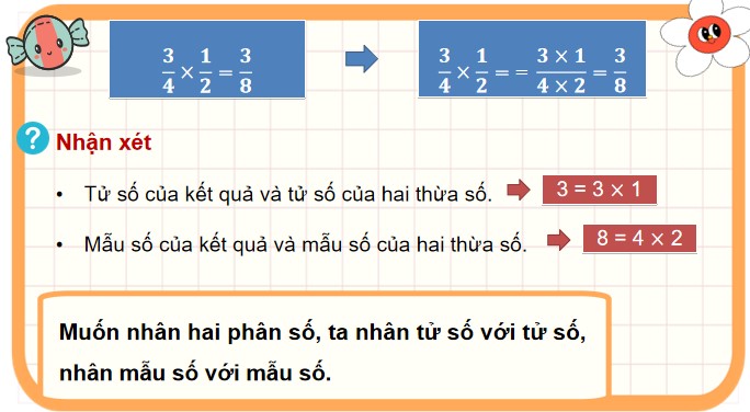 PowerPoint Toán 4 Bài 74: Phép nhân phân số