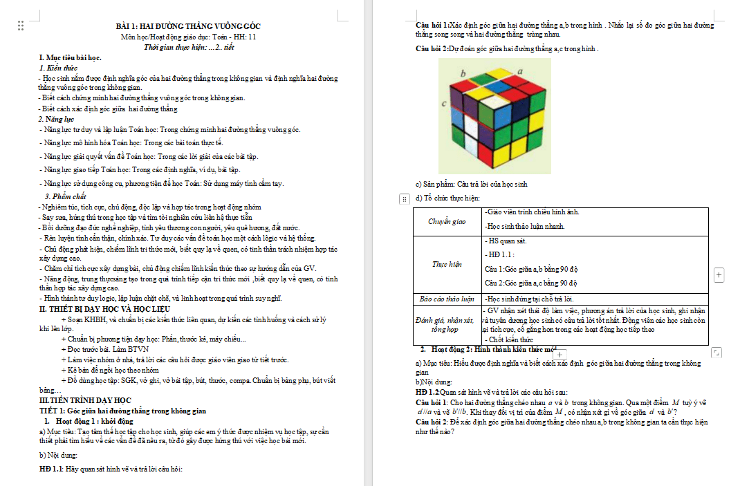 Hai đường thẳng vuông góc