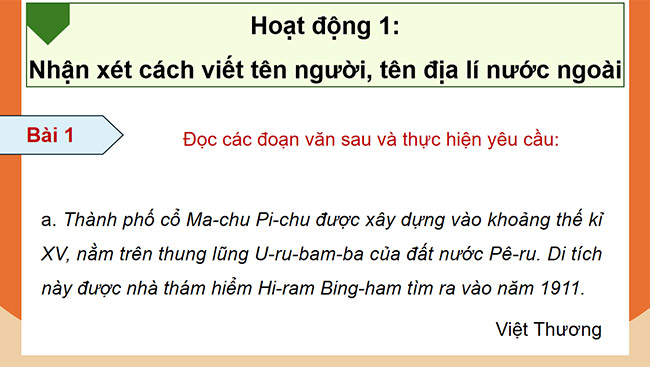 PowerPoint Tiếng Việt 5 Viết tên người, tên địa lí nước ngoài