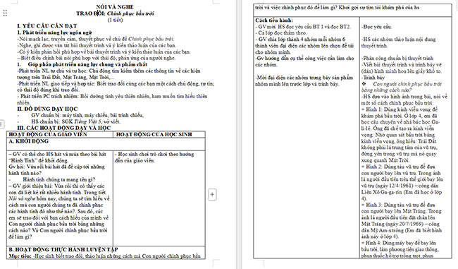 Giáo án Tiếng Việt 5 Trao đổi Chinh phục bầu trời