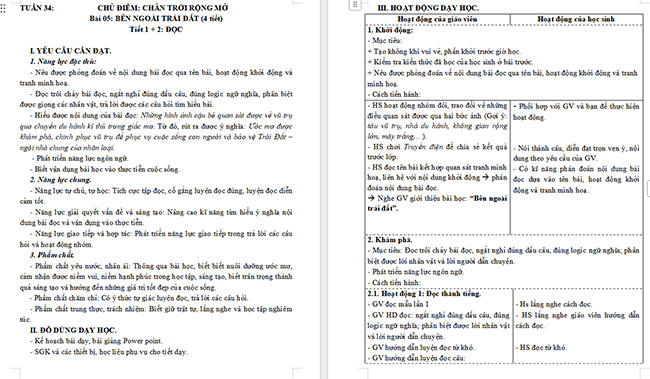 Giáo án Tiếng Việt 5 Bên ngoài Trái Đất
