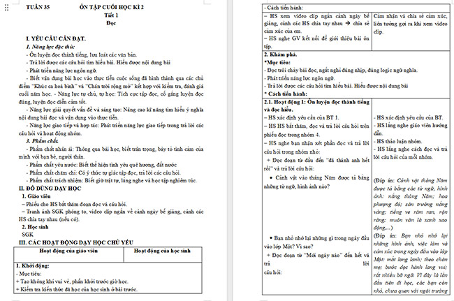 Giáo án Tiếng Việt 5 Ôn tập cuối năm học (Tiết 1)