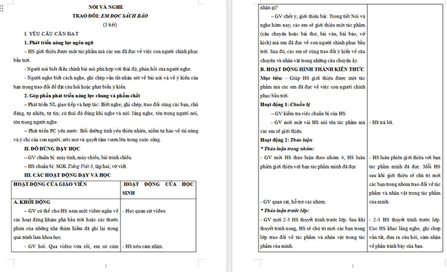 Giáo án Tiếng Việt 5 Trao đổi Em đọc sách báo