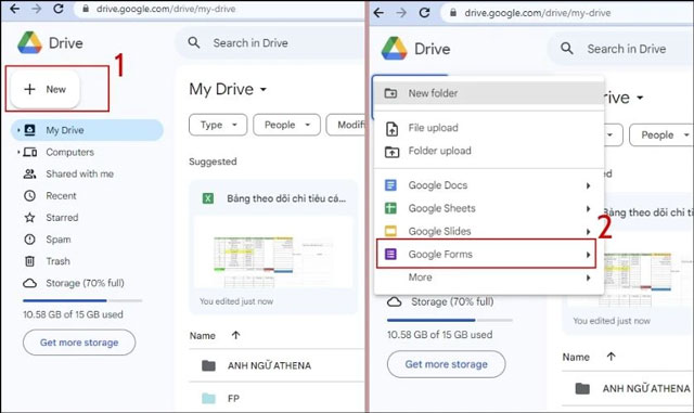 Google Forms màu tím