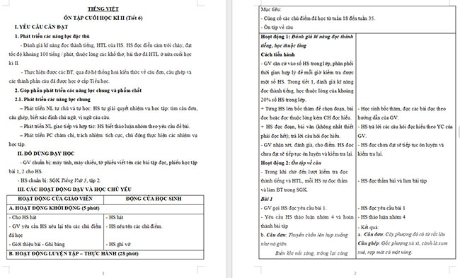 Giáo án Tiếng Việt 5 Ôn tập cuối năm học (Tiết 6)