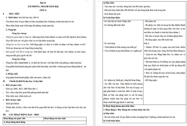 Giáo án Đạo đức 5 Em phòng, tránh xâm hại