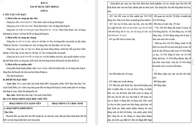 Giáo án Đạo đức 5 Em sử dụng tiền hợp lí