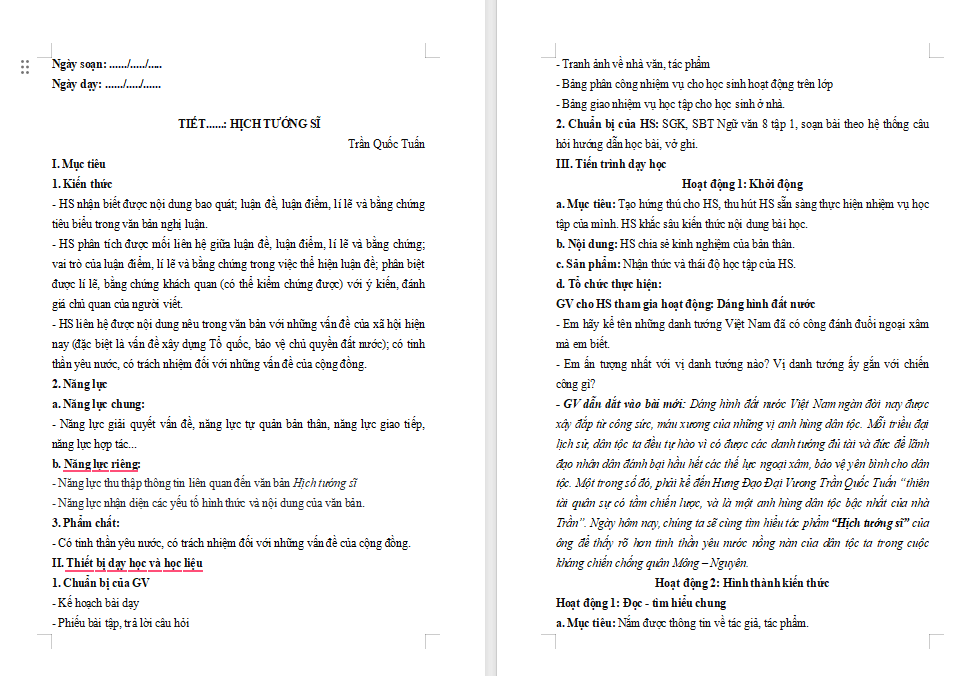 Giáo án PowerPoint Ngữ văn 8 Bài 3: Hịch tướng sĩ