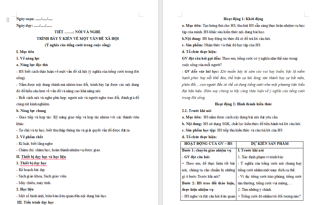 Ngữ văn 8 Bài 4: Nói và nghe