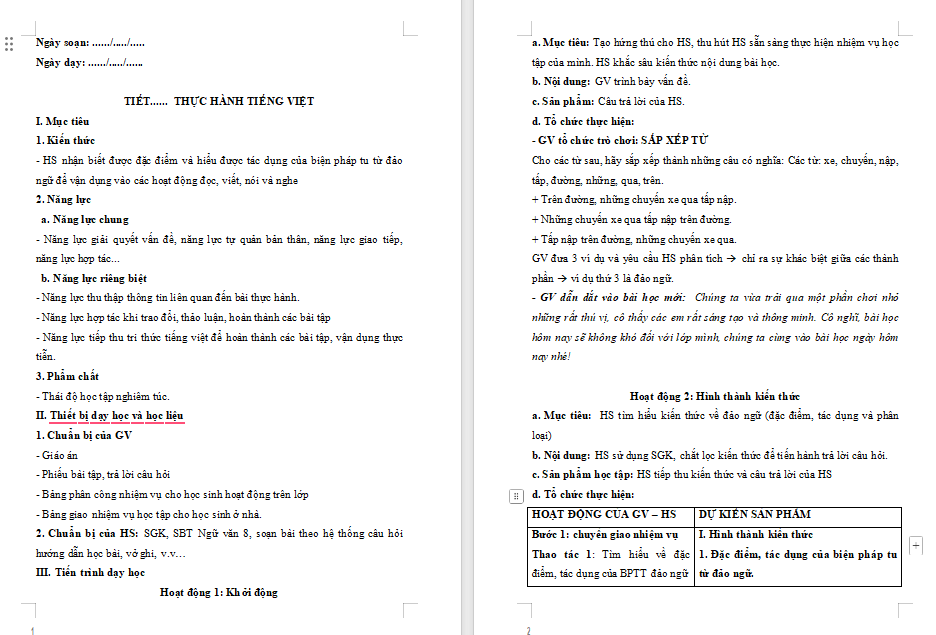 Giáo án PowerPoint Ngữ văn 8 Bài 2: Thực hành Tiếng Việt trang 45
