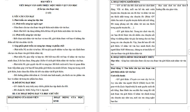 Giáo án Tiếng Việt 5 Viết đoạn văn giới thiệu một nhân vật văn học