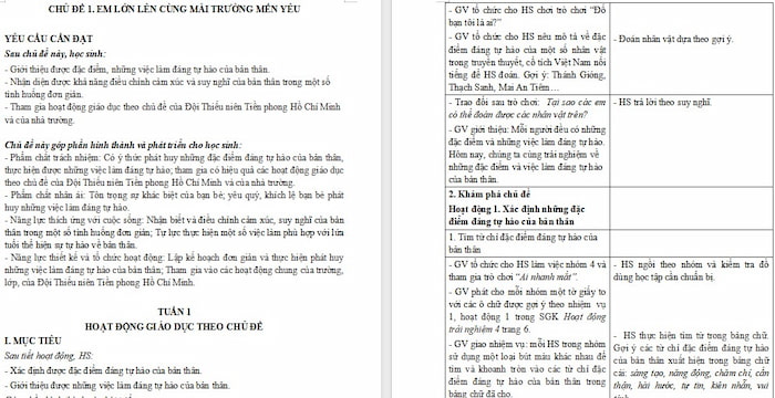 Giáo án Hoạt động trải nghiệm 4 Tuần 1