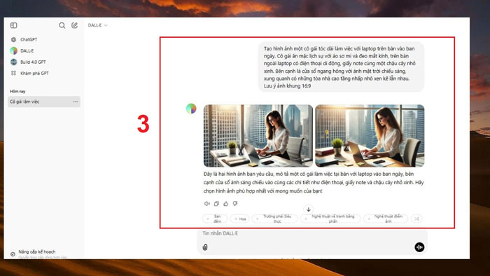 Lúc này, hãy nhập đoạn Prompt mà mình vừa viết rồi nhấn “Enter”.