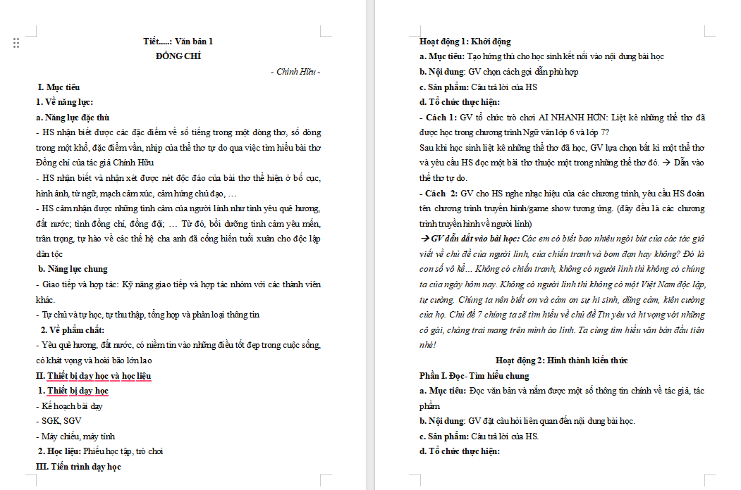 PowerPoint Ngữ văn 8 Bài 7 Đồng chí
