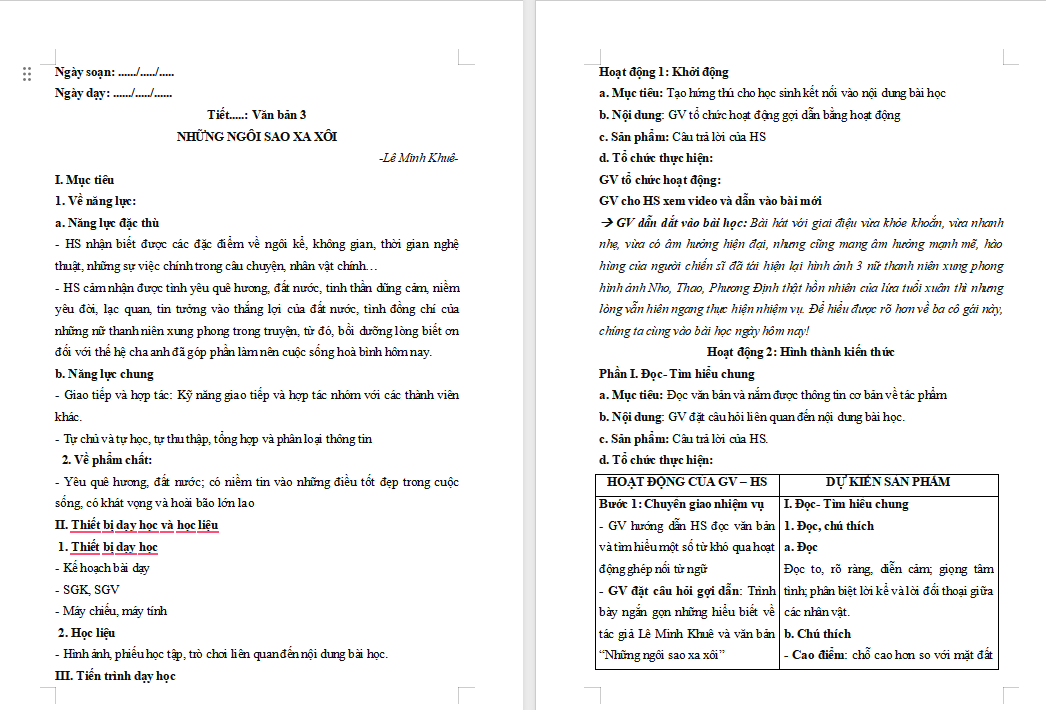 Giáo án PowerPoint Ngữ văn 8 Bài 7: Những ngôi sao xa xôi