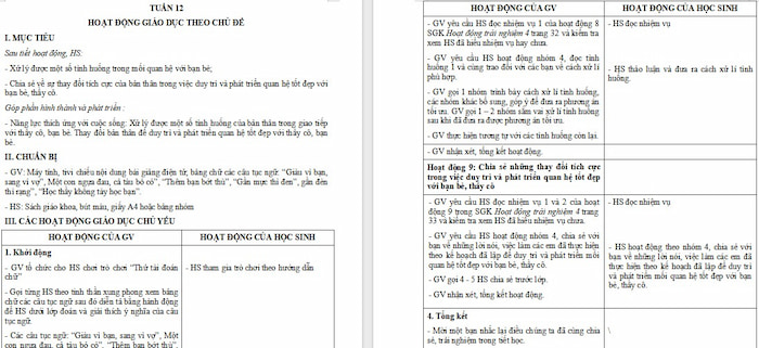 Giáo án Hoạt động trải nghiệm 4 Tuần 12