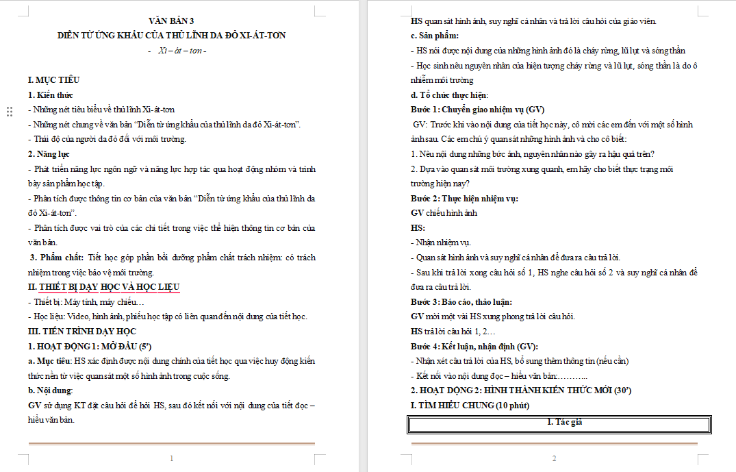 Diễn từ ứng khẩu của thủ lĩnh da đỏ Xi-át-tơn