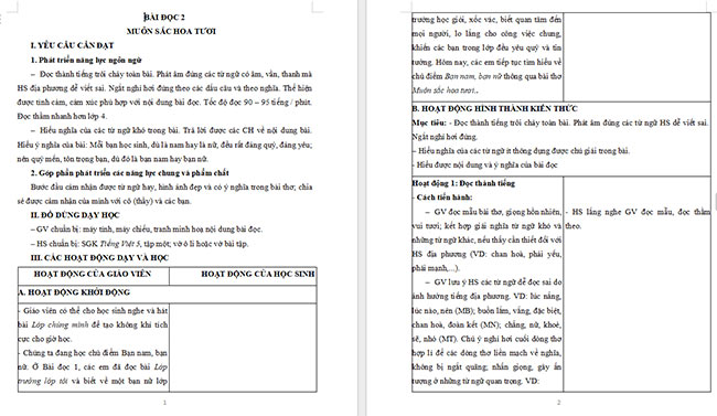 Giáo án Tiếng Việt 5 Muôn sắc hoa tươi