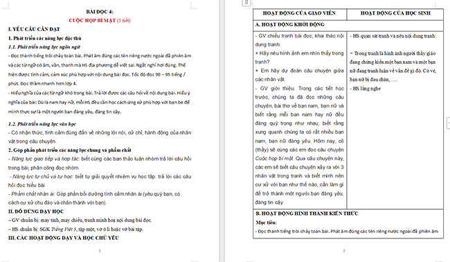 Giáo án Tiếng Việt 5 Cuộc họp bí mật