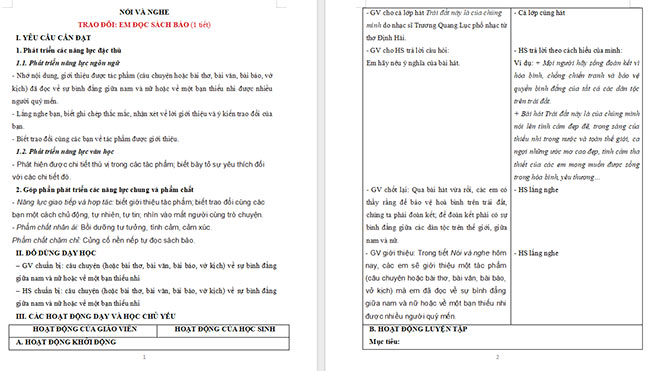 Giáo án Tiếng Việt 5 Trao đổi Em đọc sách báo