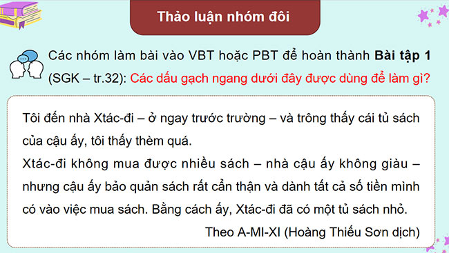 PowerPoint Tiếng Việt 5 Luyện tập về dấu gạch ngang