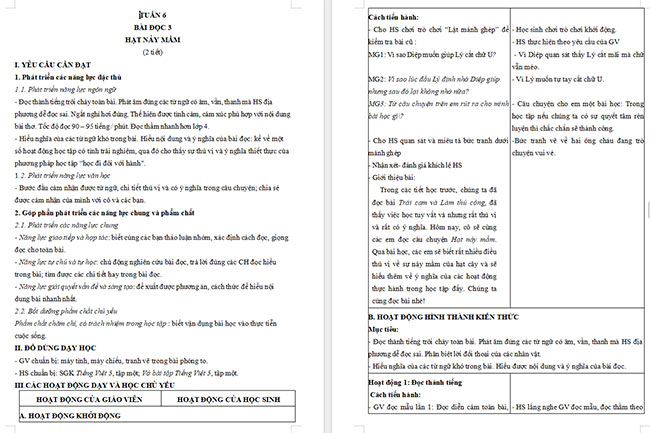 Giáo án Tiếng Việt 5 Hạt nảy mầm