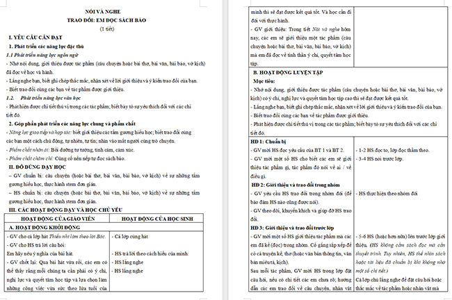 Giáo án Tiếng Việt 5 Trao đổi Em đọc sách báo