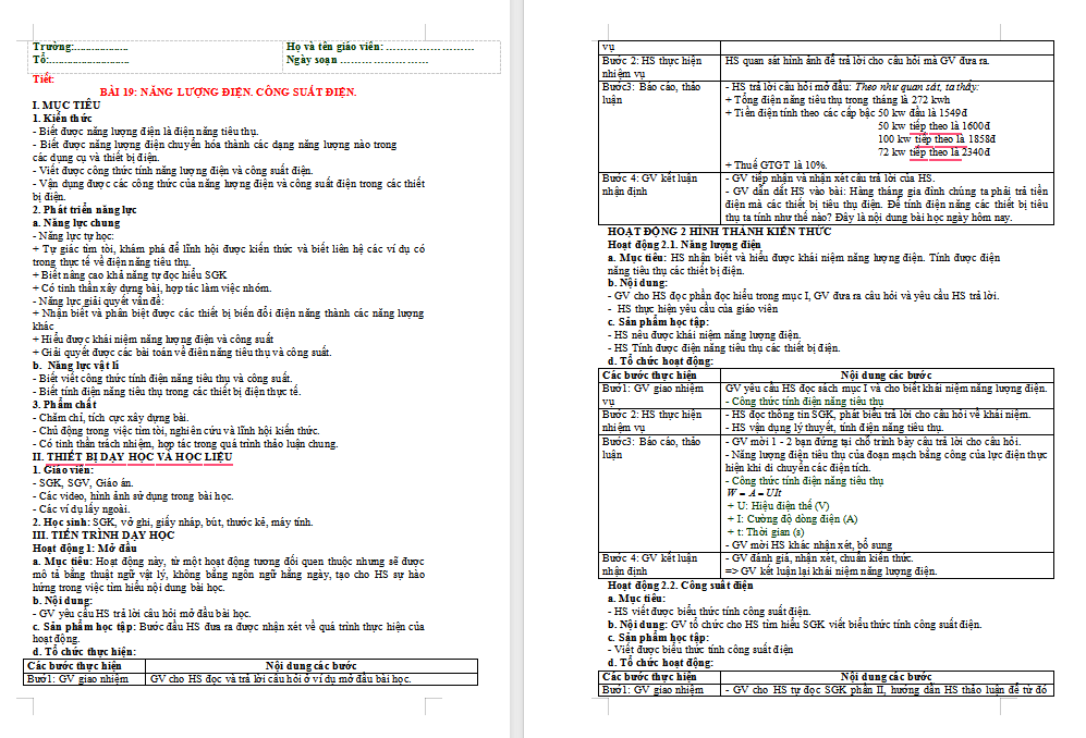 Giáo án PowerPoint Vật lí 11 Bài 19 CTST