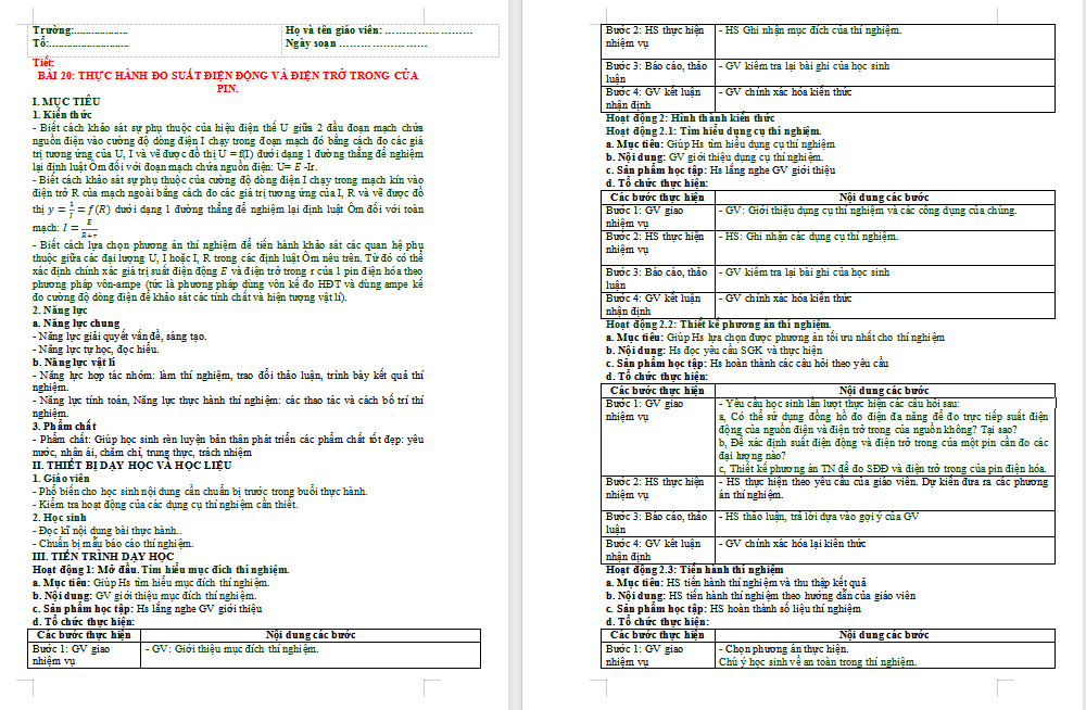 Giáo án PowerPoint Vật lí 11 Bài 20 CTST