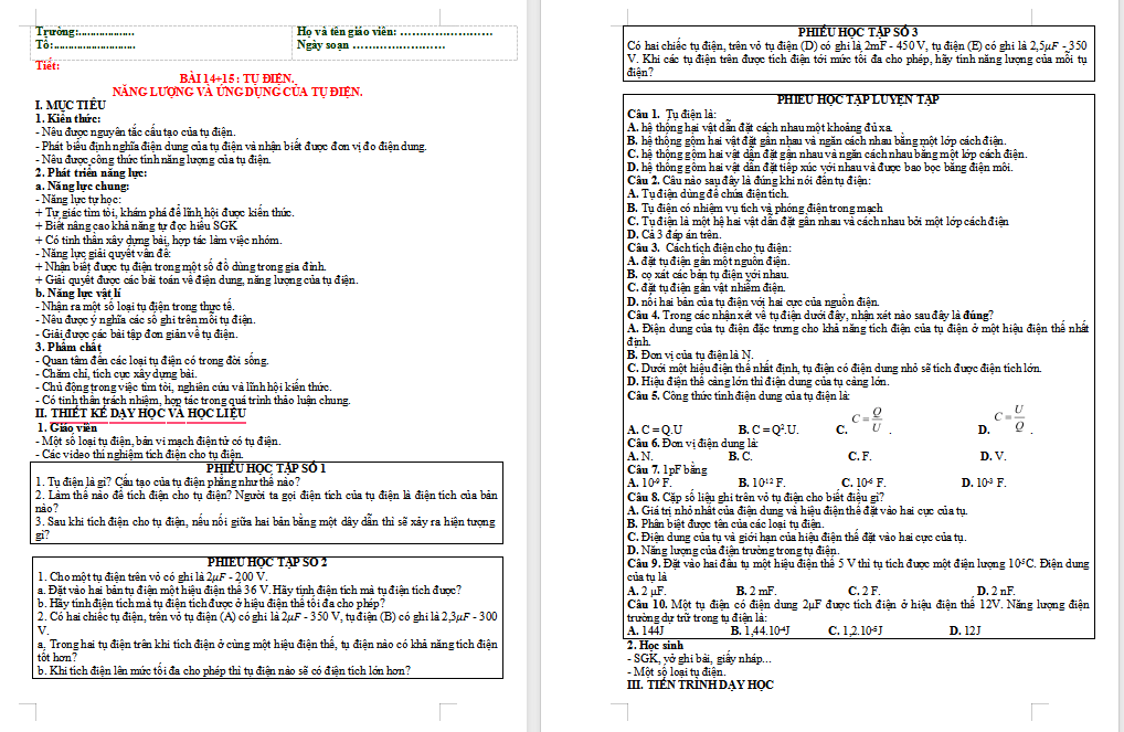 Giáo án PowerPoint Vật lí 11 Bài 14 CTST