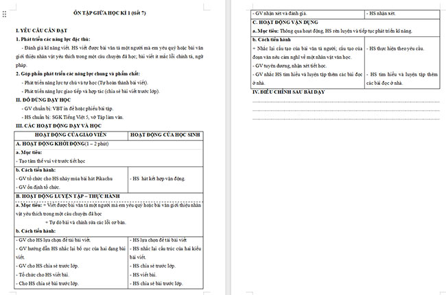 Giáo án Tiếng Việt 5 Ôn tập giữa học kì I (Tiết 7)