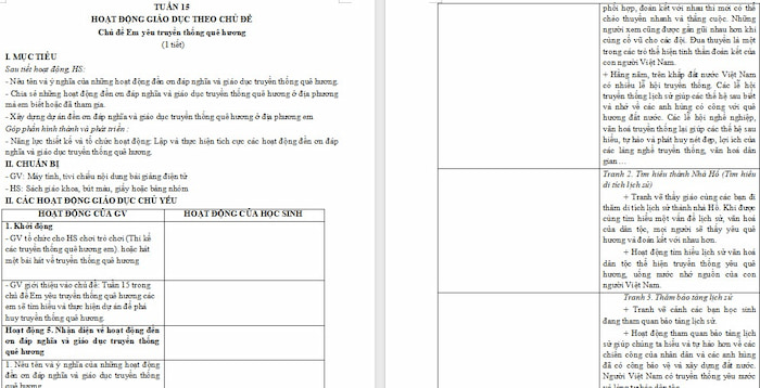 Giáo án Hoạt động trải nghiệm 4 Tuần 15
