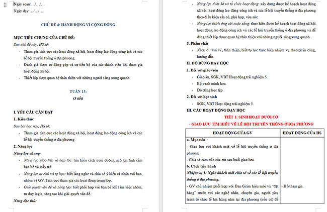 Giáo án Hoạt động trải nghiệm 5 Tuần 13