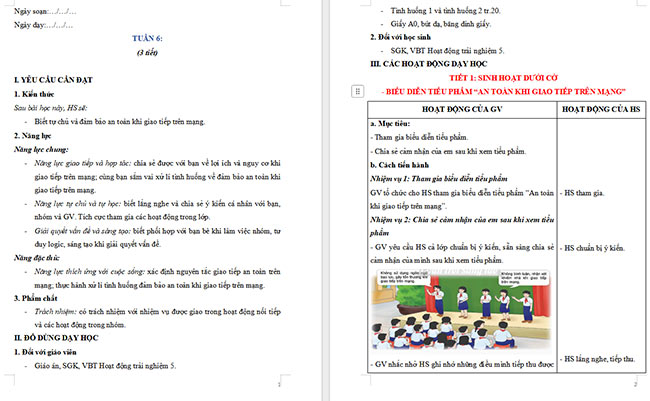 Giáo án Hoạt động trải nghiệm 5 Tuần 6