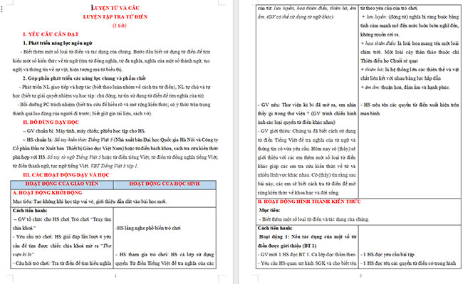 Giáo án Tiếng Việt 5 Luyện tập tra từ điển