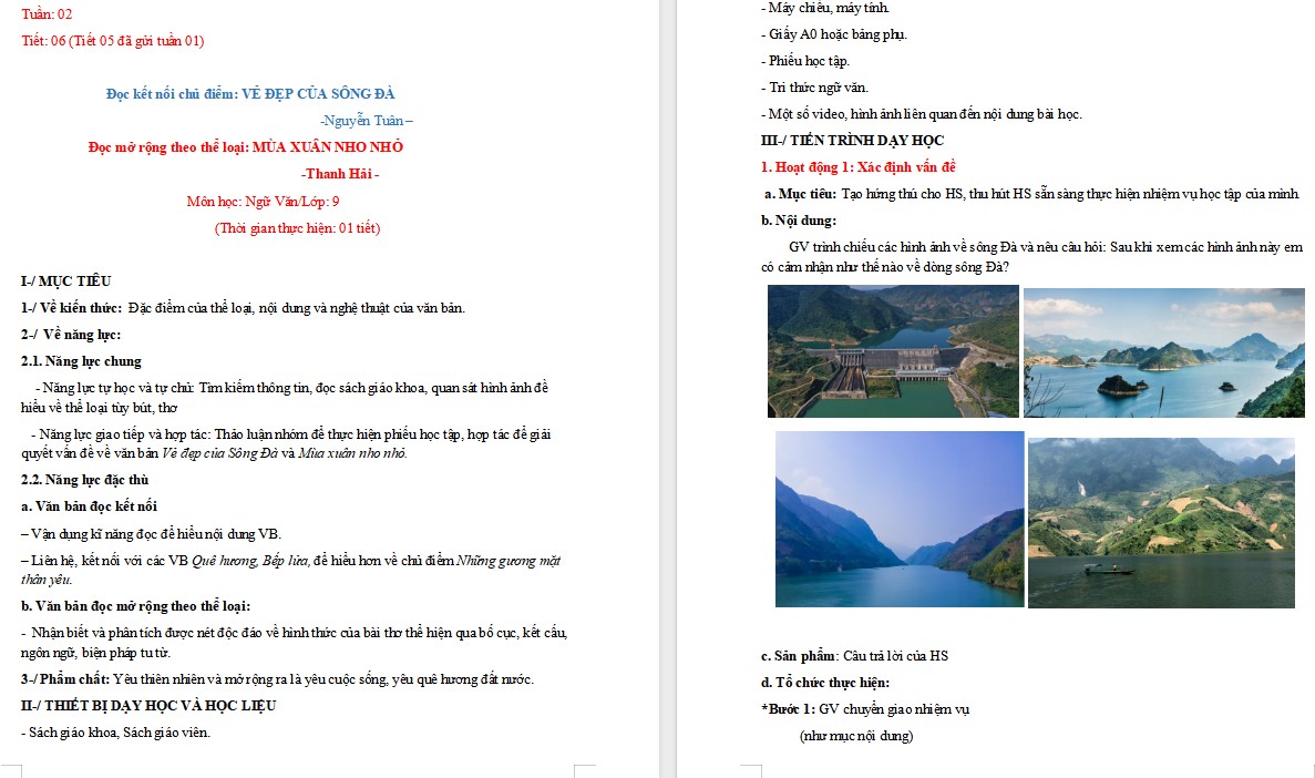 KHBD Ngữ văn 9 Bài Mùa xuân nho nhỏ CTST 