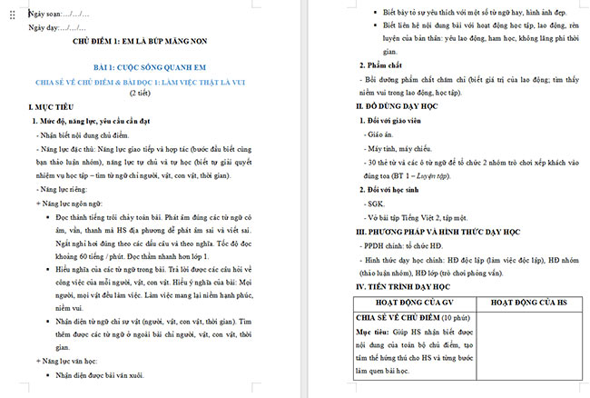 Giáo án Tiếng Việt 2 Làm việc thật là vui