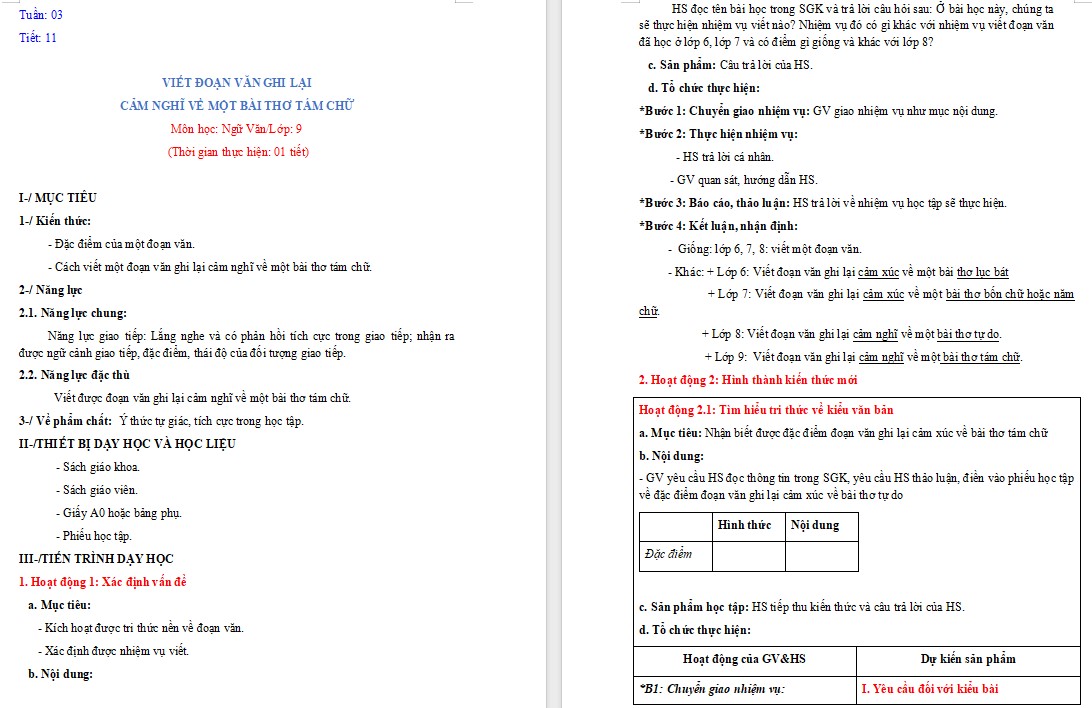 KHBD Ngữ văn 9 Bài Viết đoạn văn ghi lại cảm nghĩ về một bài thơ tám chữ CTST 