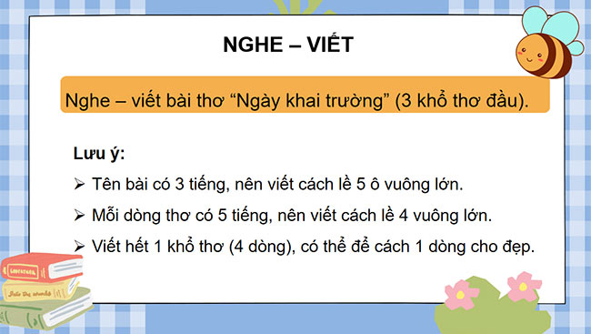 PowerPoint Tiếng Việt 3 Nghe - viết Ngày khai trường