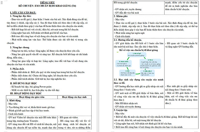 Giáo án Tiếng Việt 3 Kể chuyện Em chuẩn bị đi khai giảng