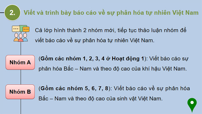 Thực hành trình bày báo cáo về sự phân hoá tự nhiên Việt Nam 