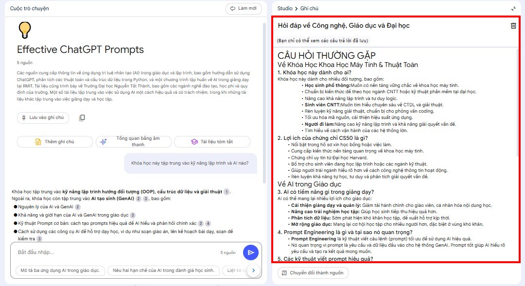Tạo ra cuộc trò chuyện âm thanh dựa vào nguồn tài liệu của bạn