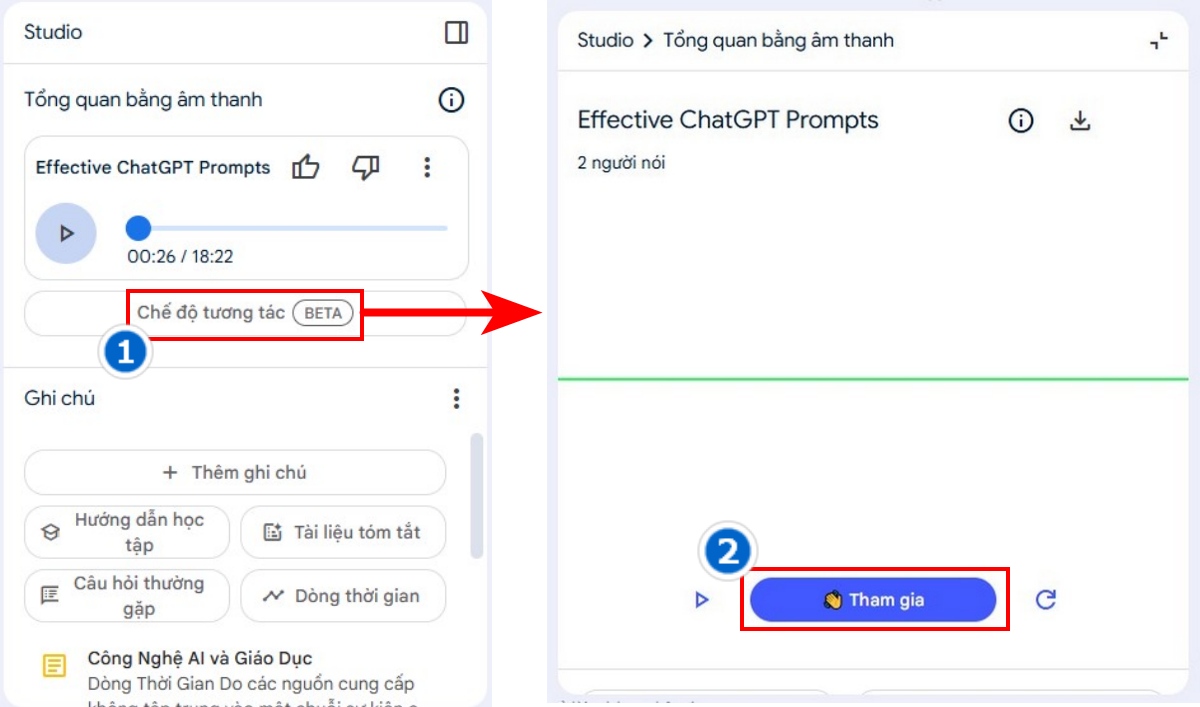 Tham gia tương tác với hội thoại