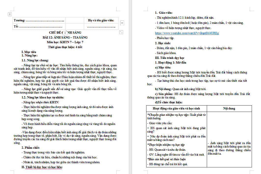 Giáo án PowerPoint Khoa học tự nhiên 7 Cánh diều Bài 12