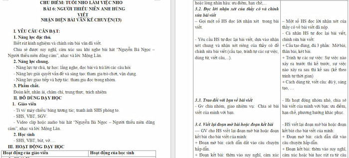 Giáo án Tiếng Việt 4 Trả bài văn kể chuyện