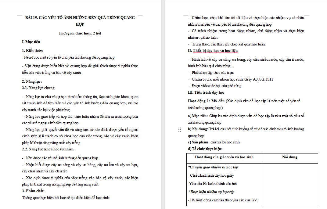 Giáo án Khoa học tự nhiên 7 Bài 19